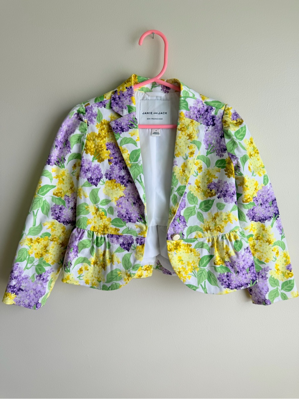 Janie and Jack Floral Peplum Blazer in Yellow & Lavender